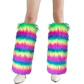 Cityelf Womens Furry Leg Warmers Winter Faux Fur Boot Covers Halloween Santa Costume Christmas Rave Fluffy Festival Outfit