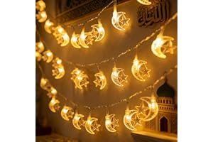 WODJR 3M 20 Ramadan String Lights Eid Mubarak Patry Decorations Eid Mubarak 10FT 20LED Battery Operated Hanging Lights with S