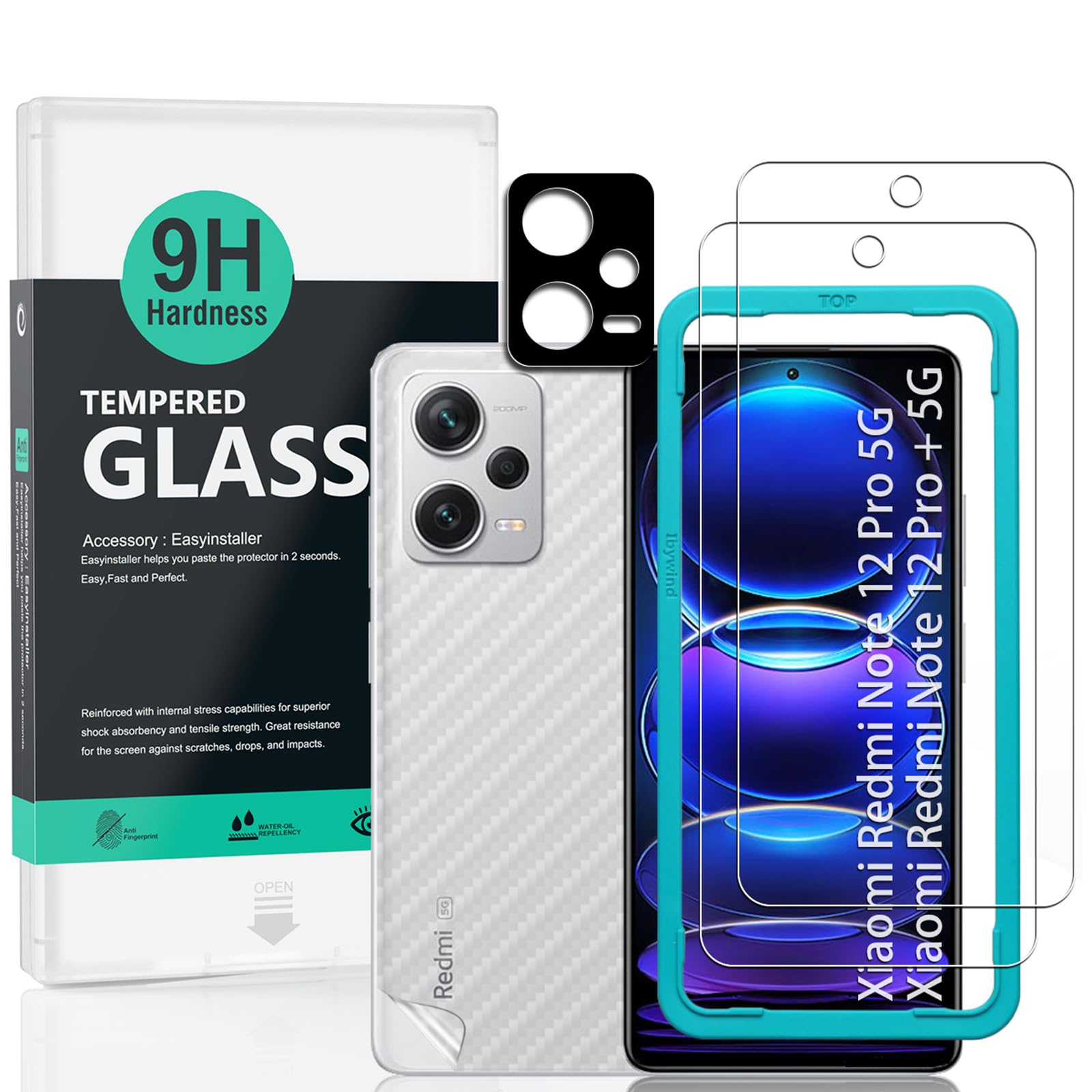 Ibywind Screen Protector For Redmi Note 12 Pro 5G/Redmi Note 12 Pro+ 5G 6.67"[2 Pack],9H Hardness Tempered Glass,With 1Pc Camera Lens Protector,Easy to Install