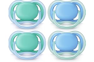 Philips AVENT Ultra Air Pacifier 6-18 Months, Blue/Green, 4 Pack, SCF244/42