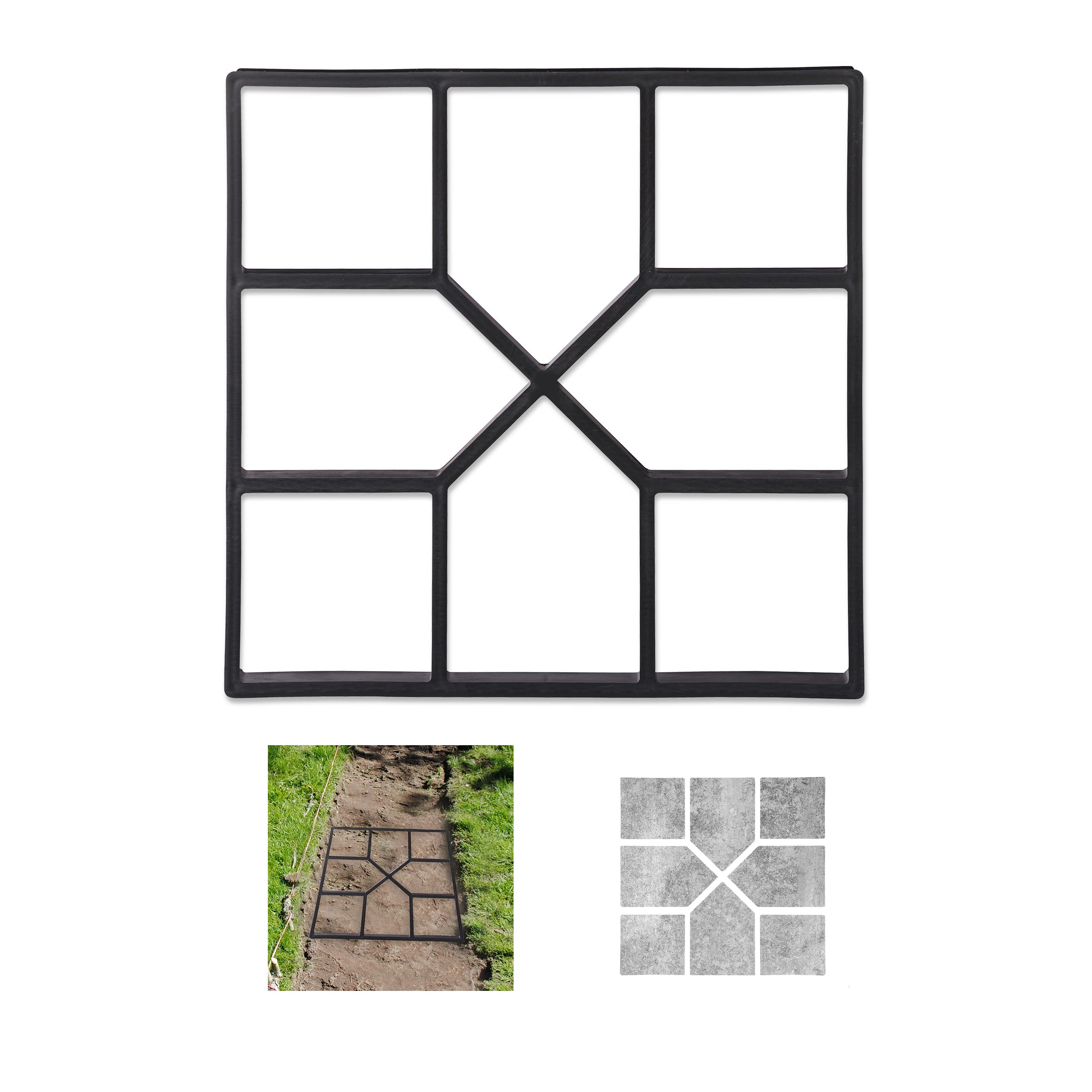 Relaxdays Concrete Mould Form Square Casting Mold Cement Path Paving Pattern Maker 40 x 40 cm