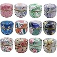 XZX 12-Pack Empty Tin Can Candle Containers Tin Box With Lid Sealed Jar Scented Tea Tins Metal Coffee Candy Cans Gift Storage Jewelry Boxes Ink Printing Pattern Round Can (12-Pack)