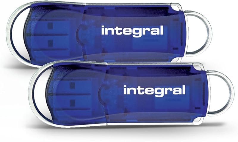 Integral 128GB USB 2.0 Flash Drives 2-Pack Courier Blue Memory Sticks