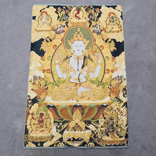 XXYHYQHJD 35"Thangka Bordado Budismo Tibetano Seda Bordado Brocade