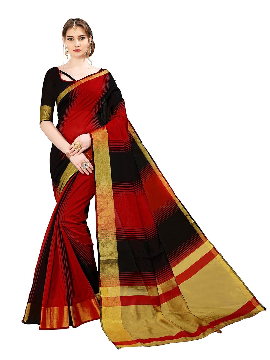 glory sarees women's handloom cotton silk saree(jari129)