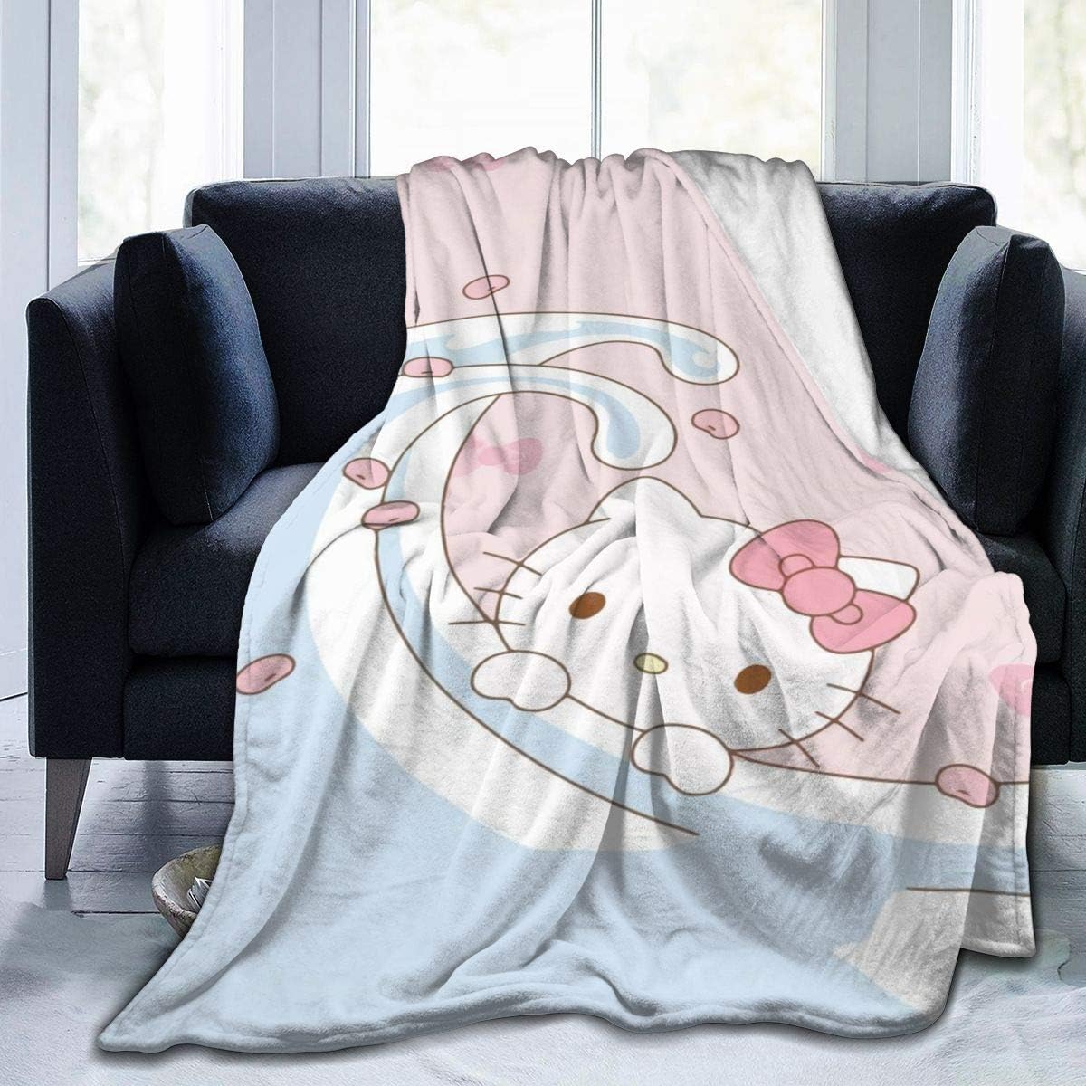 Nat Abra Fleece Blanket HelloKitty Throw Size Lightweight Super Soft
