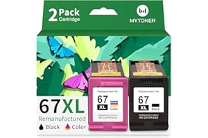 MYTONER 67 Ink Remanufactured Ink Cartridge Combo Pack Replacement for HP 67 Ink 67 XXL for DeskJet 2755e 2755 2700e 2700 2734e 4155e Envy 6055e 6400 6000 Envy Pro 6452 6458 Printer (2 Pack)