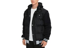 BEST SOUTH Men's Hooded Winter Coats Water Resistant Warm Thicken Insulated Full Zip Windproof Jackets with Pockets