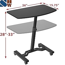 SHW Mobile Height Adjustable Laptop Rolling Cart