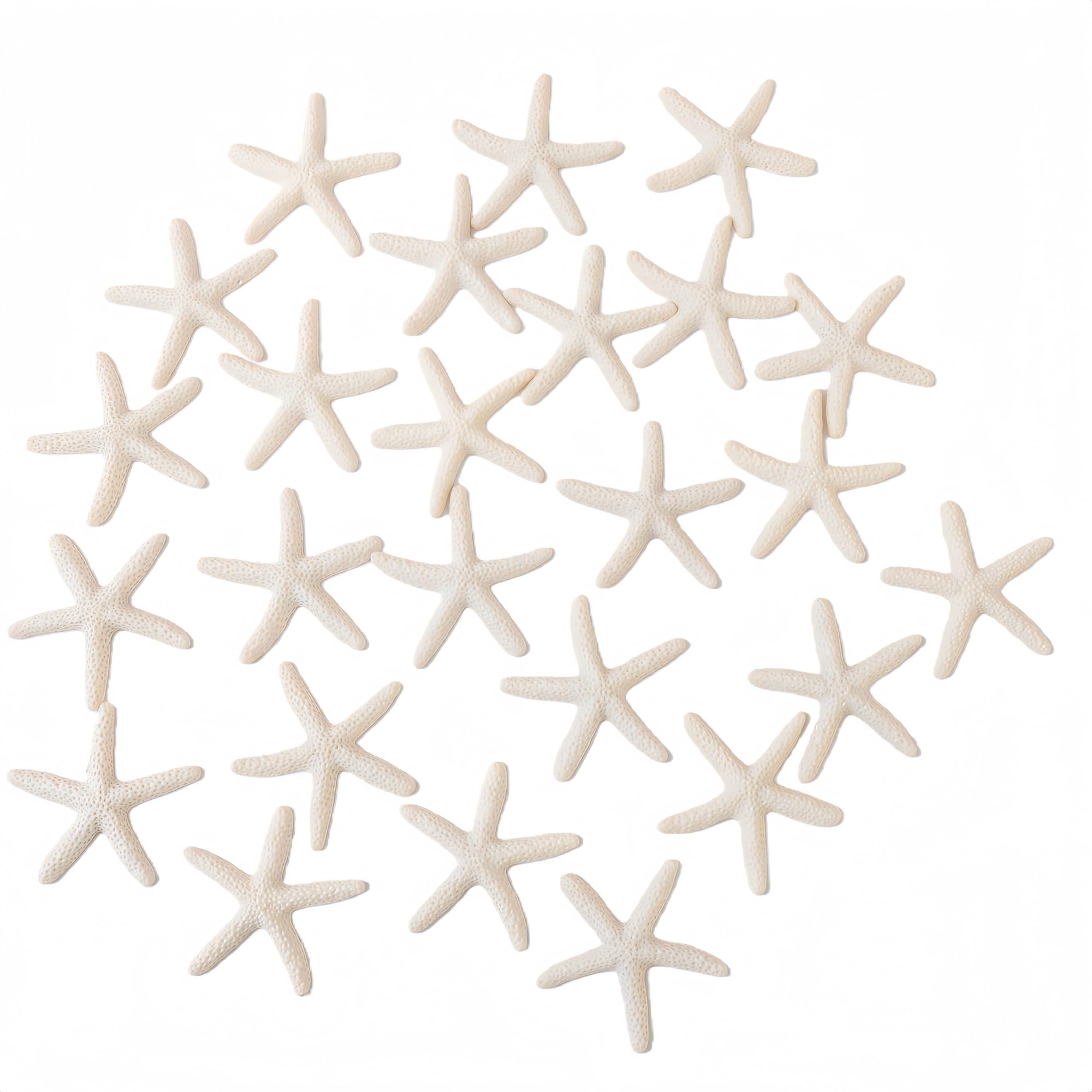 LJY 25 Pcs Artificial Resin Starfish - Mini Sea Stars for Crafts, Aquarium Decoration, Vase Fillers, Wedding and Christmas Decor, Odourless Resin Charms for DIY (Beige, 6 cm)