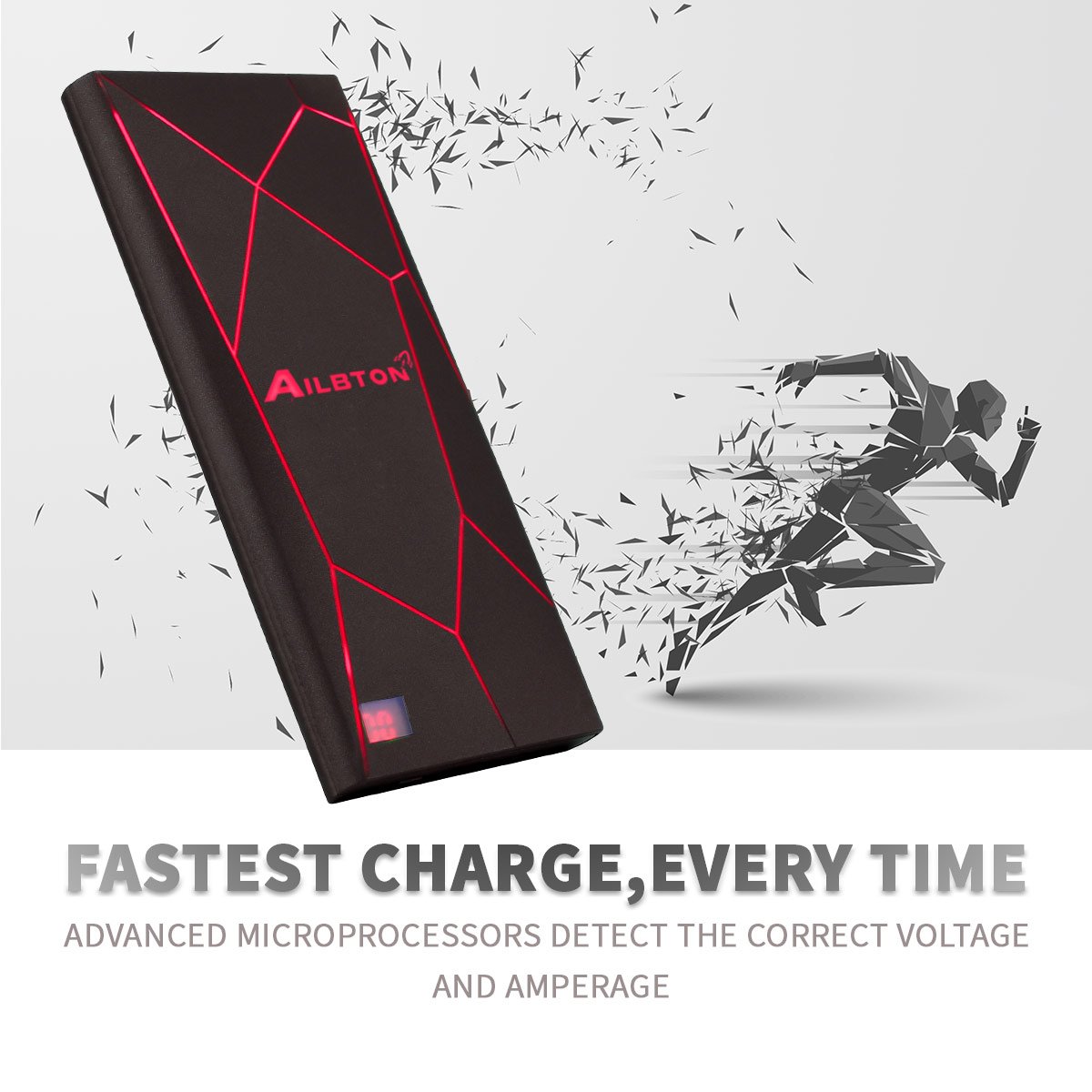 Portable Charger Ailbton Power Bank 8000mAh Capacity with Smart Digital Display Unique External Battery Pack with Cool Decor LED Color Light Fast Charging for iPhone Samsung Galaxy,Pads and More, Red