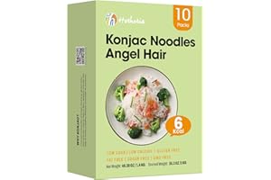 Hethstia Shirataki Noodles, 10 Packs Konjac Noodles Pasta Angel Hair, Low-Calorie (6 Kcal), Low GI, Vegan, Keto, 56.5oz Low Carb, Gluten Free and Sugar-Free, Healthy Diets, Ready to Eat