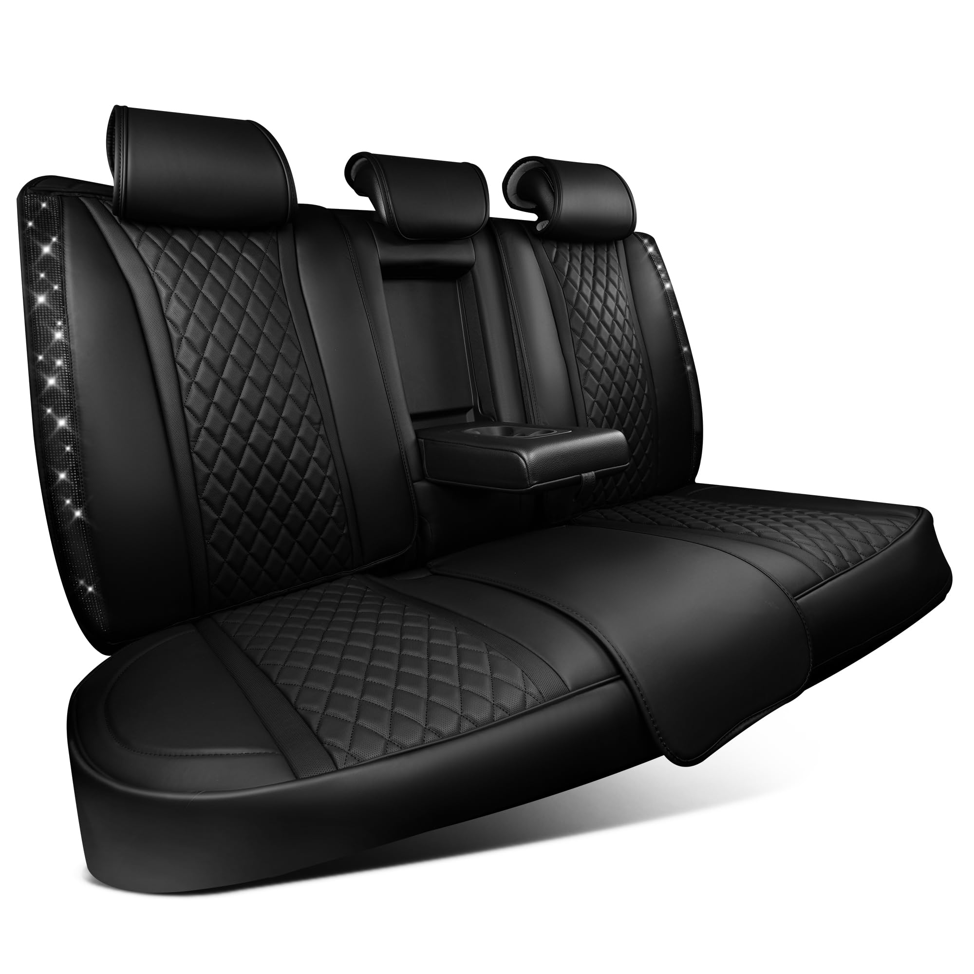 CAR PASS Bling Diamond Back Seat Covers, Nappa