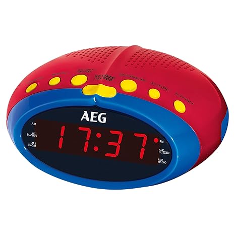 AEG MRC 4143 Uhrenradio für Kinder, mit UKW/MW-PLL Radio und 24-Stunden LED-Display, Einschlafautomatik (90 Min.), Wecker-Fun