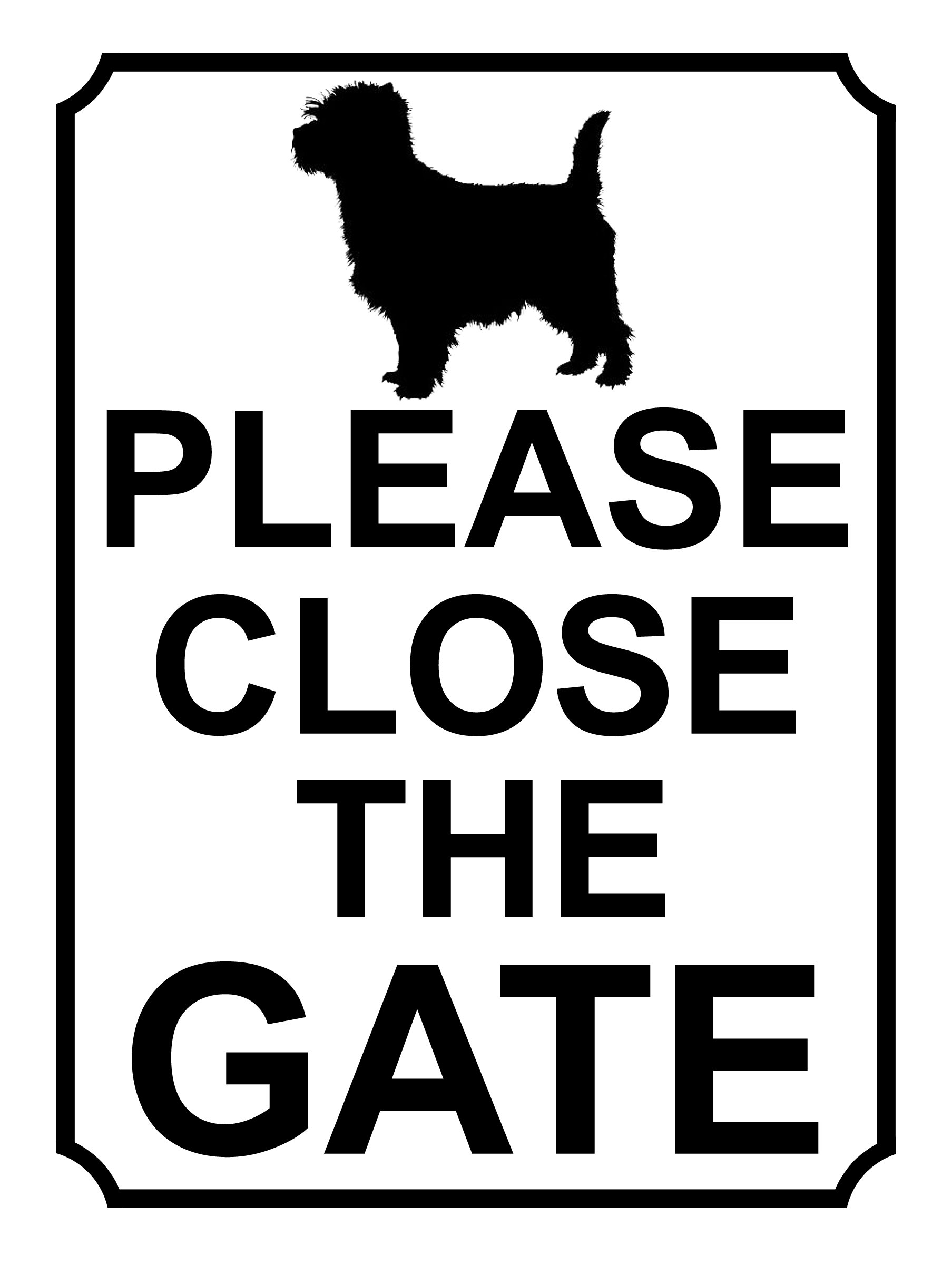 SHAWPRINT PLEASE CLOSE THE GATE DOG THEME METAL SIGN 267MM X 200MM (406H1L) LARGE 10" X 8"
