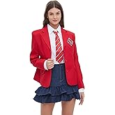 Padama RBD Back to School Uniform Rebelde Outfit for Adult Women Halloween Costumes Plus Size Solid Red Jacket