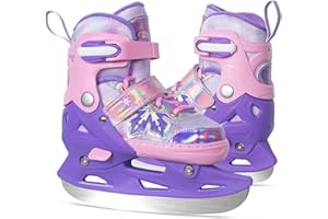 Nattork Adjustable Kids Ice Skates Adjustable with Warm Plush Lining, Triple Safety Ankle Support