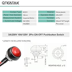 QTEATAK 1/2"(12mm) Pre-Wired Mounting Hole On/Off