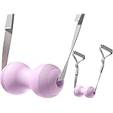 VICSKY Peanut Massage Ball with Adjustable Strap & Handles- Double Lacrosse Myofascial Release Ball, Deep Tissue Roller for Feet Neck & Legs, Muscle Pain Reliever, Easy Control (Purple)