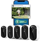 Arlo Essential Security Camera 2K (3rd Gen, 2025 Release) 5 Cam + 6 Months of Secure Plus Plan - Wireless Outdoor Camera, Battery Power, Person Recognition, Package Detection, Animated Preview, White