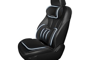 GEEYONTEK 3-Piece Car Seat Cushion with Neck Pillow & Lumbar Support Back Pain Relief Pillow Memory Foam Ergonomic Car Pillow for Driving Seat Office Chair (Black)