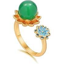 Amazon.com: Zaycca Chinese Lotus Jade Rings for Women