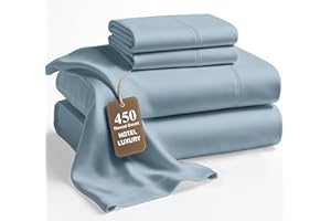 Lane Linen 100% Cotton Queen Sheet Set – 4-Piece, 450 Thread Count, Cooling & Breathable Deep Pocket Bed Sheets for Queen Bed