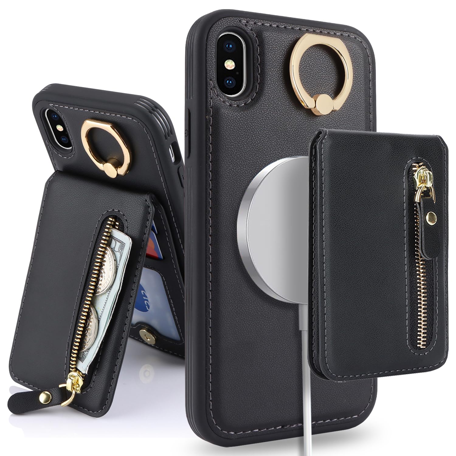 SailorTech Case for iPhone XS Max - 2-in-1 Zipper Case with Card Holder, Ring Stand Kickstand — image 1