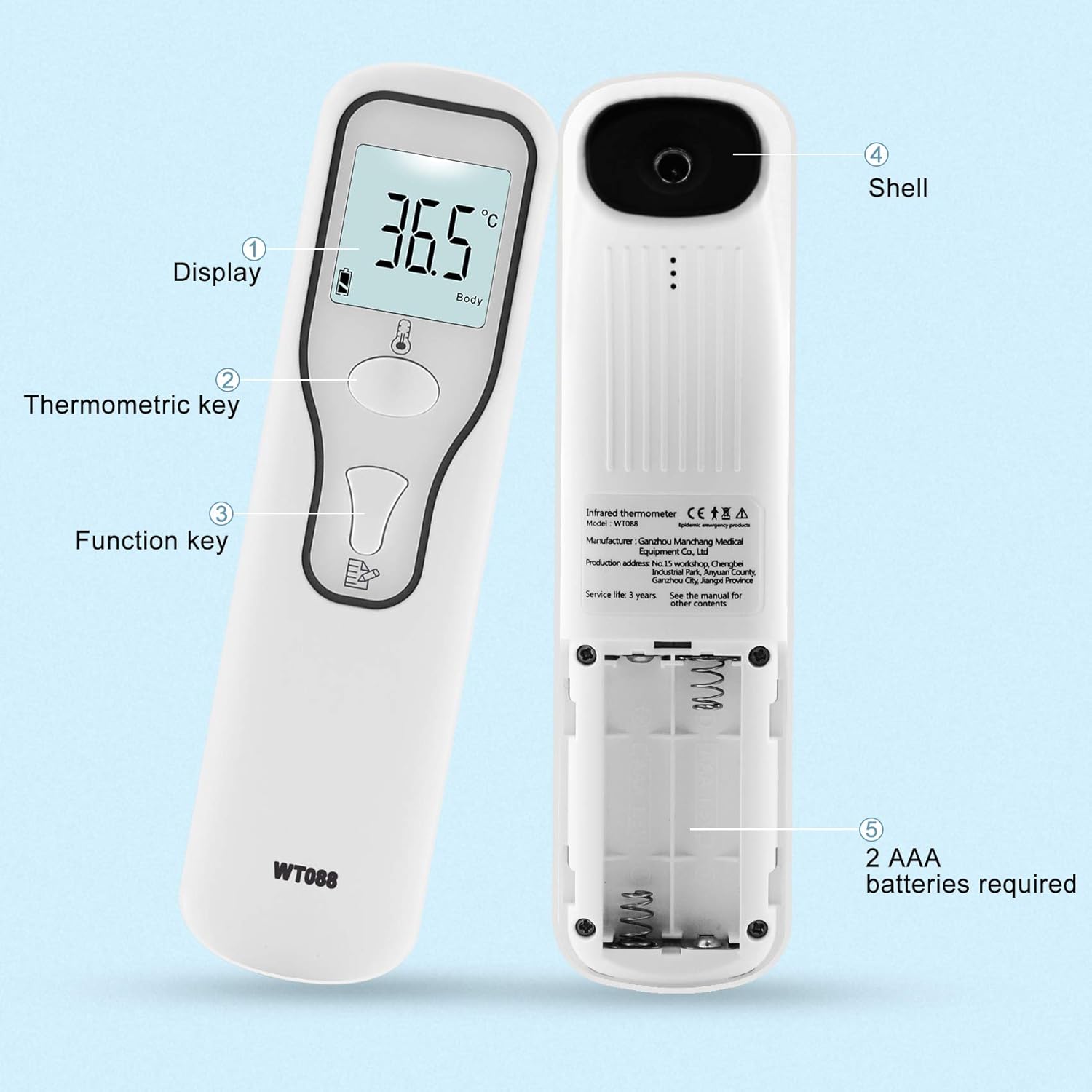MOTORBEL Forehead Thermometer, Non-Contact Infrared Digital Thermometer for Baby, Kids, and Adults, Thermometer with Accurate Instant Readings, Infrared Body Thermometer and Memory Function: Industrial & Scientific