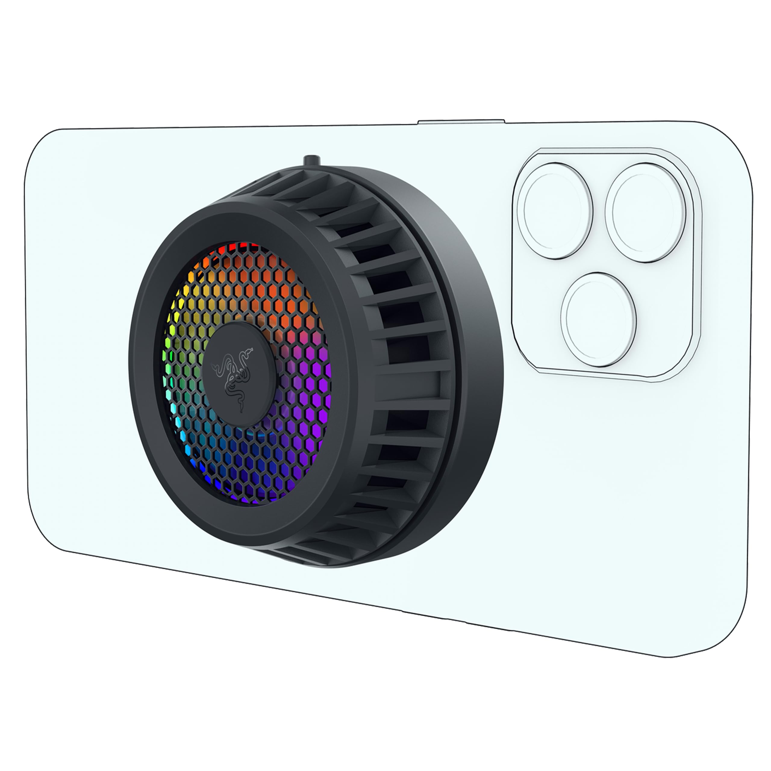 Razer Phone Cooler Chroma (MagSafe) - Smartphone Cooling Fan Chroma RGB (Compatibility with Magsafe, Advanced Cooling Technology, Twelve RGB LEDs, USB Type-C) Black
