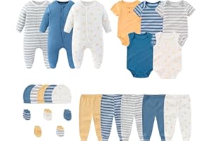 MAMIMAKA Newborn Layette Gift Set 23-Piece Baby Bodysuits Infant Outfits Essentials and Accessories 0-12 Months