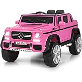 Costzon Ride on Car, Licensed Mercedes-Benz Maybach, 12V Battery Powered Vehicle Toy w/ 2 Motors, Remote Control, 3 Speeds, Lights, Horn, Music, Aux, Storage, Truck, Electric Car for Kids (Pink)