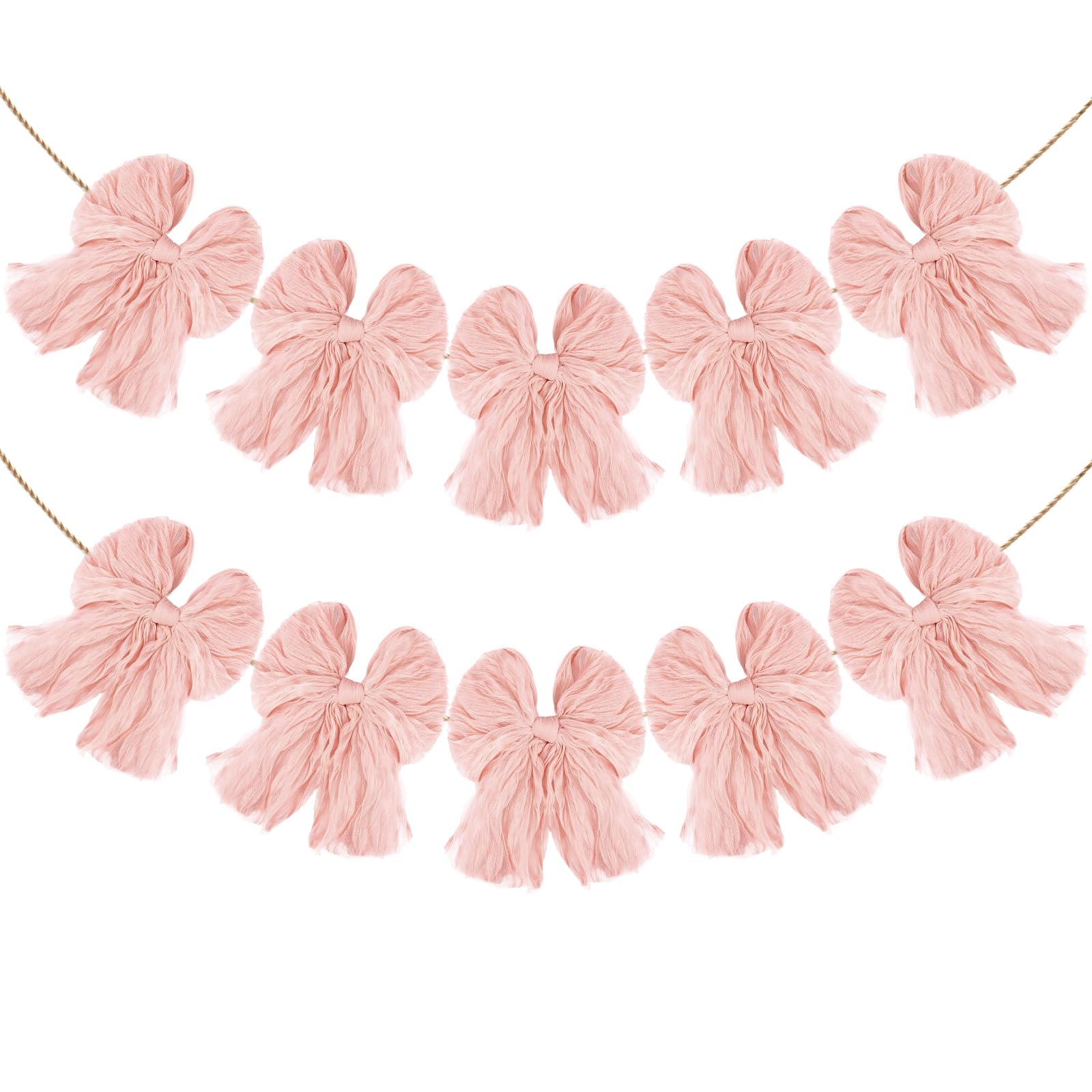 Photo 1 of 2 Pack Pink Bow Garland Banner, Pre-Assembled Bow Decor for Coquette Birthday Party, Baby Shower, Bridal Shower, Bachelorette, Wedding, Christmas Tree Decorations