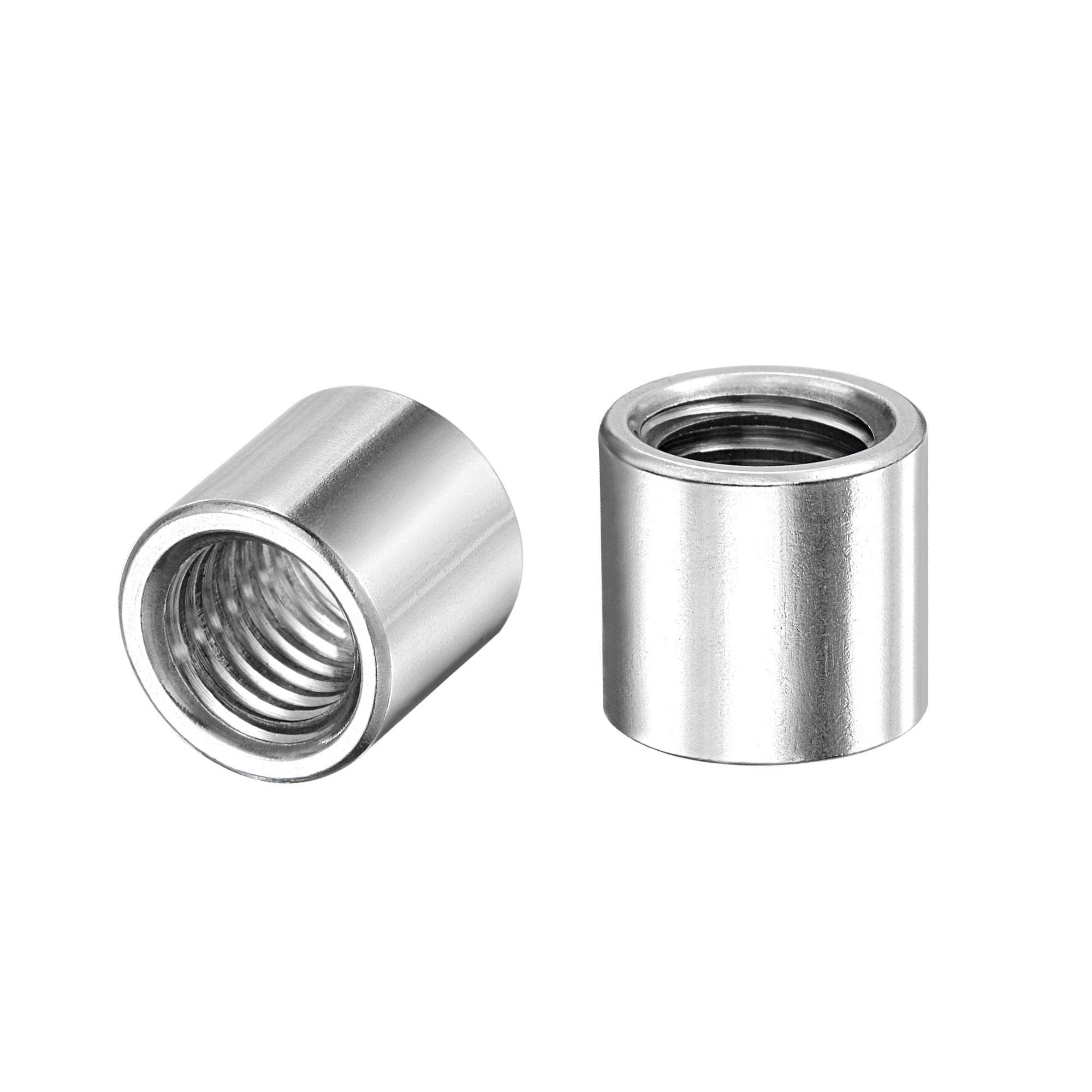 sourcing map Round Weld Nuts, M10 x 14mm x 13mm Weld On Bung Female Nut Threaded - 201 Stainless Steel Insert Weldable 10pcs