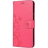 Samsung Galaxy J3 2018 Case,J3 Orbit/J3 Achieve/J3 Express Prime/J3 Emerge 2018/Amp Prime 3/Eclipse 2/Sol 3/ Aura/Star/ J3V 3rd Cover, ADMON PU Leather Wallet with Kickstand Protective Case -Rose red