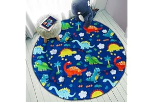 UOMNY Baby Rug Dinosaur Infant Floor Playmat Tummy Time Mat Area Rug Non Slip Baby Round Play Pad Crawling Mat Game Blanket for Children Toddlers Bedroom 47 inch