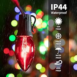 C9 Bulb String Lights Outdoor 100 Feet Multicolored