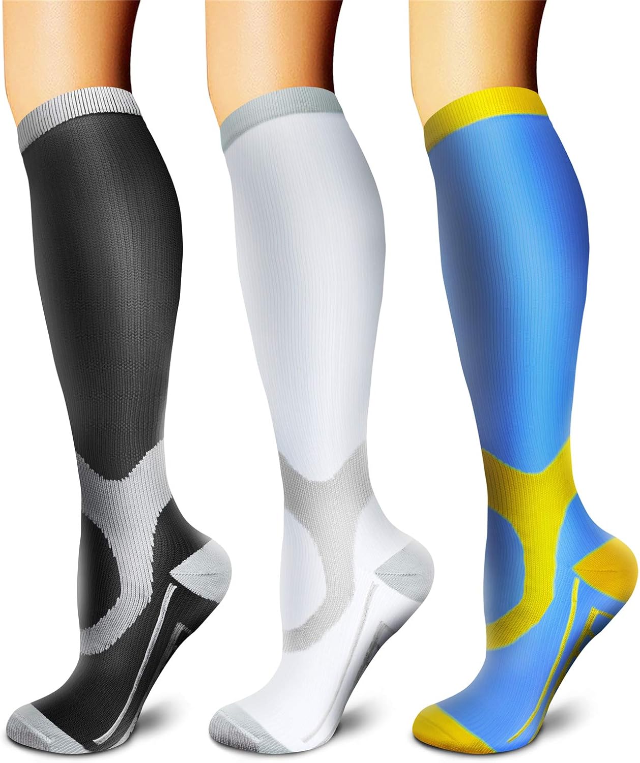 Copper Compression Socks (3 Pairs) 15-20 mmHg Circulation is Best Athletic & Daily for Men & Women, Running, Climbing: Clothing