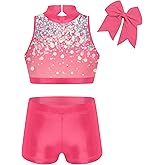 Vogseek Gymnastics Leotards for Girls with Shorts Sparkly Ballet Dance Unitards Biketards Kids Activewear