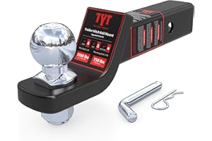 TYT Trailer Hitch Ball Mount with 2 Inch Ball & Pin, Fits 2 Inch Receiver, 7500lbs, 2 Inch Drop, Upgraded Hitch Kit Black wit