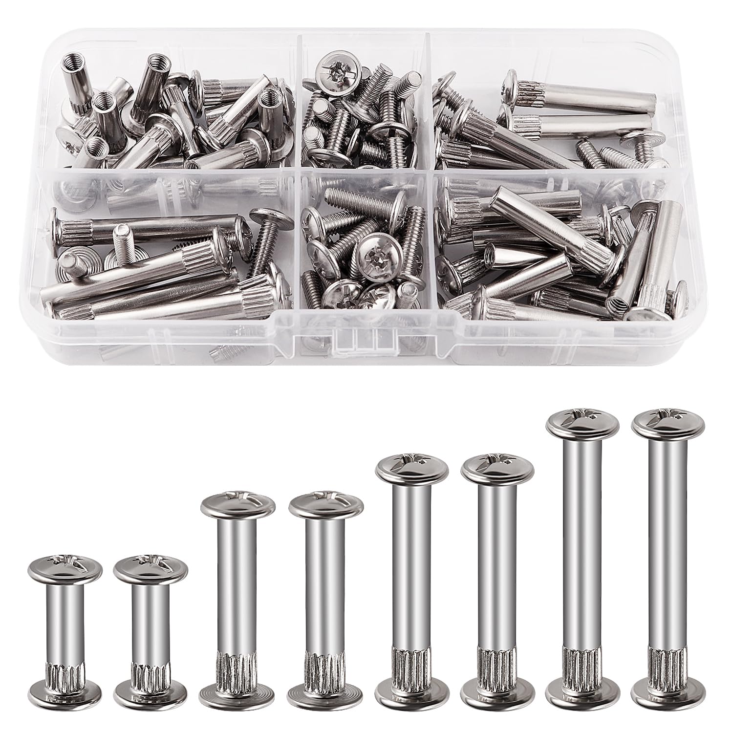 VooGenzek 40 PCS Φ5mm Connecting Bolts with M4 Screws, Nickel Cupboard Joining Bolts, for Cabinet Furniture Connector