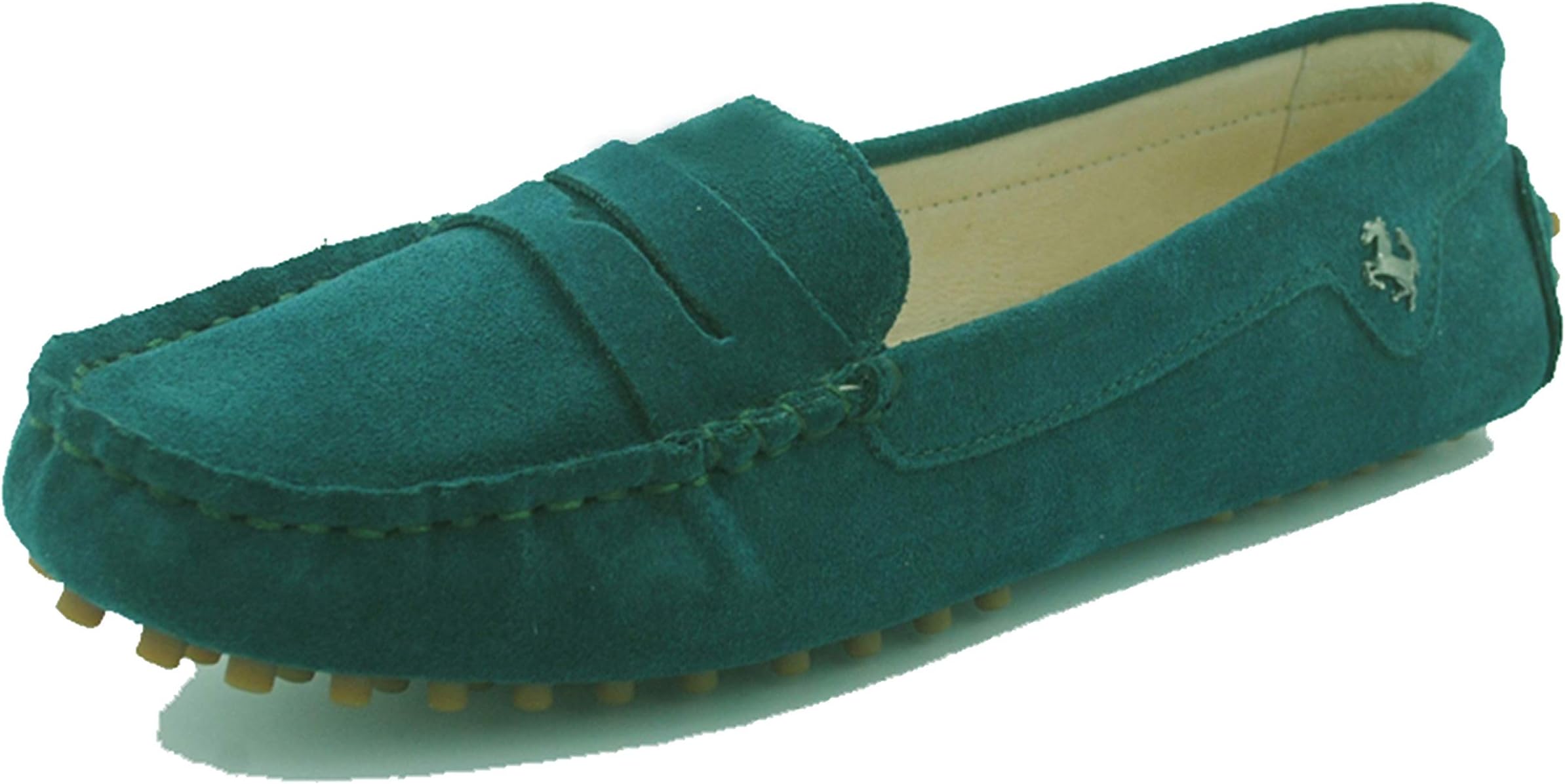 MINITOO Driving Shoes Women's Classic Stripe Suede Penny Loafers Casual Flats YB9603