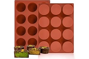 JOERSH Oreo Molds Silicone, Non-Stick Oreo Cookie Mold, 2 Pcs 12-Cavity Round Silicone Mold for Chocolate Covered Oreos, Chocolate, Jello