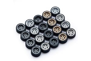 CHENZHIZHAO 1/64 Wheels and Tires Set, 64 Scale die-cast Model Modification, 64 Scale Miniature Scene Production, ABS Injection Rubber Tires, 5 Sets Packaging，Style F