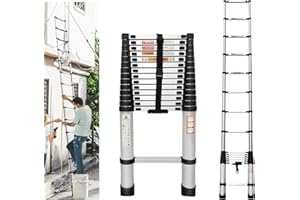 JUPITOR Telescoping Ladder 14FT Aluminum Telescoping Extension Ladder, Collapsible Ladder Attic Ladder Rv Ladder, Portable Telescopic Ladder for Outdoor Working & Household Use, Folding Ladder 330lb Capacity
