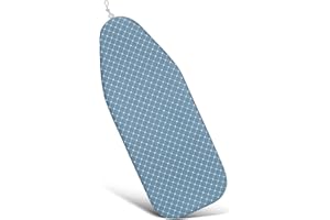 Duwee 12"x32" Heat Resistance Metallic Table Top Ironing Board Cover Durable Thicken Felt Material Padding, with Elastic Cord, Easy to Handle and Fits Board Beautifully (Blue White B)