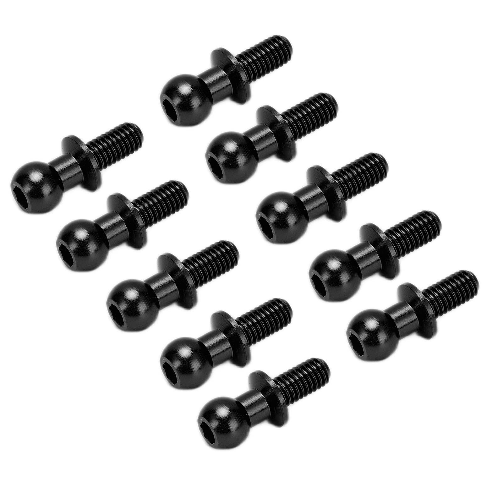 Alomejor 10pcs RC Car Ball Head Screw Metal Link Rod Shock Absorber End for TT01 TT02 RC Car Accessory (Black, Kids)