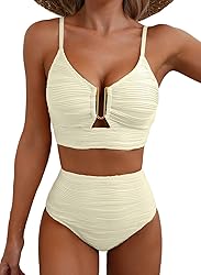 Herseas Womens Sexy U Wired Ruched Push Up 2 Piece
