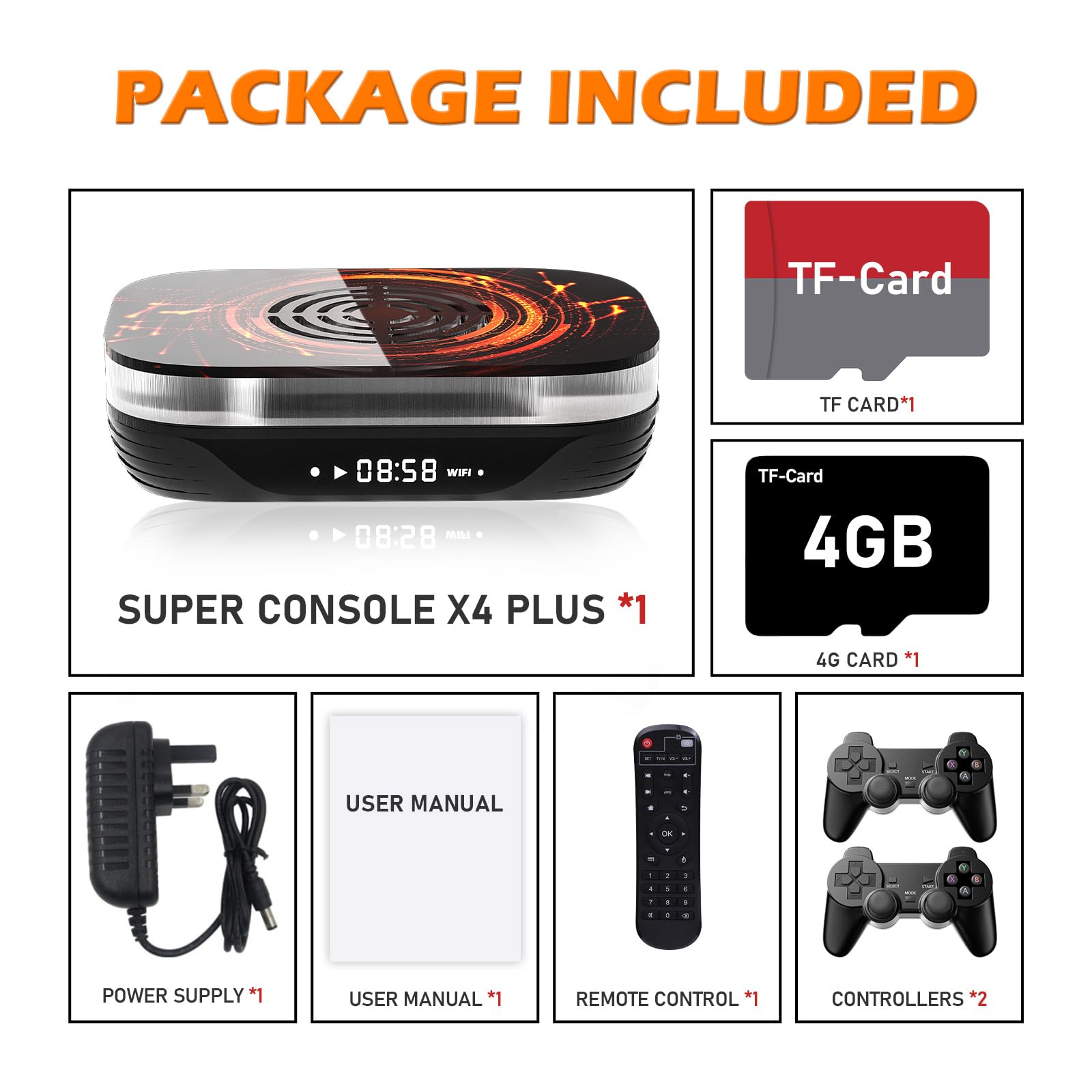 Bearway Super Console X4 Plus Retro Game Console 60,000+ Games Video Game Console Compatible with Most Emulators Android 11/EmuE 4.6/CoreE 3 System in1 /S905x4 Chips (256G)