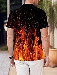LuckLemocor Flame Shirt Men Fire Button Down Shirts